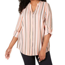 Alfani Womens Plus Size Striped Utility Shirt, 2X, Neut Charm Stripe - £59.24 GBP