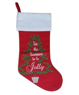 Christmas Stocking Red White Denim 20” Mantle Decor ‘Tis The Season To B... - $15.18