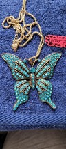 New Betsey Johnson Necklace Butterfly Blueish Rhinestone Summer Collecti... - $14.99