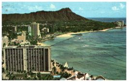 Panoramic View Waikiki Diamond Head Hawaii Hotel Postcard 1973 - £5.54 GBP