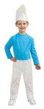Boys Smurf Blue Jumpsuit &amp; White Hat 2 Pc Halloween Costume-size 8/10 - £15.56 GBP