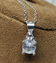 2Ct Oval Cut Cz Halo Pendant Necklace 18&#39;&#39; Chain Sterling Silver Mother&#39;s Day - £29.45 GBP