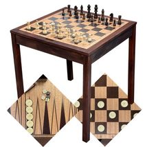 Wooden Chess Checkers and Backgammon Table - $220.00