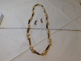 cowrie shell necklace vintage earrings set long sea shells seashells seashell - £18.62 GBP