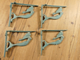 4 Cast Iron MERMAID Brackets Garden Braces Shelf Bracket **ROUGH PATCHES** - £27.87 GBP