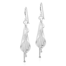 Captivating Flower Pod Calla Lily Sterling Silver Floral Dangle Earrings - £21.74 GBP