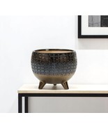 Antiqued Bronze And Pewter Clay 7 Ounce Geometric Pot Planter - $2,953.22 MXN