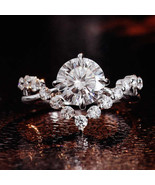 Round Cut Moissanite Diamond Half Eternity Ring 925 Silver Engagement Ring  - $316.15 CAD
