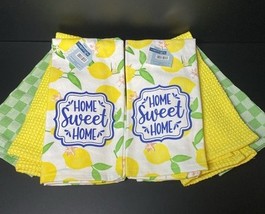 LOT of 6 Kitchen Hand Tea Towels Lemon Home Sweet Home Set - $367.72 MXN