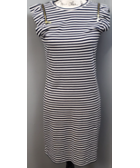 Michael Kors Basic Sheath Dress Womens XS Navy White Striped Shoulder Zi... - $827.22 MXN