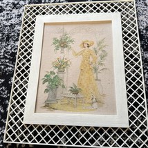 Vintage 1970s Bohemian Chic Lattice Framed Lithograph by Coby - £119.57 GBP