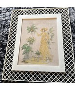Vintage 1970s Bohemian Chic Lattice Framed Lithograph by Coby - $2,843.23 MXN