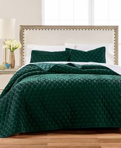 Martha Stewart Collection Diamond Tufted Velvet Bedding Quilt,Green,Twin/Twin XL - £70.06 GBP