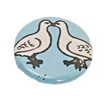 Vintage 1998 Button Pin Noah Lyon Art Pin Doves Love Birds Peace Badgebomb - $7.87