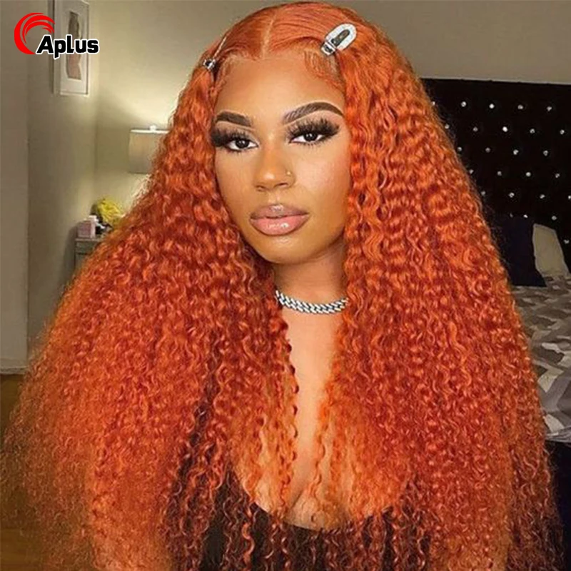 Ginger Deep Wave Lace Frontal Wig 13x6 Hd Lace Front Wig Orange Colored Glueless - £89.01 GBP+