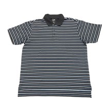 Adidas Men&#39;s ClimaLite Striped Polo Shirt Size Xtra Large Blue/Black/White - £15.37 GBP