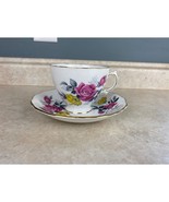 Royal Vale Bone China England Silver Leaf Roses Tea Cup And Saucer Set - $14.84
