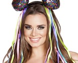 Rainbow Sequin Headband Satin Ribbons Head Piece Ears Balls Streamers 4558 - $14.84