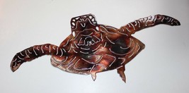 Forward Swimming Sea Turtle - Metal Wall Art - Copper 19&quot; x 7 1/2&quot; - £33.76 GBP