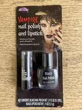 Fun World Vampire Black Nail Polish &amp; Lipstick Set Make-up THREE Packs - £13.97 GBP