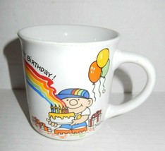 Vintage 1981 Ozzie Coffee Mug Cup Ceramic Happy Birthday Rainbows W. Berrie - £19.18 GBP