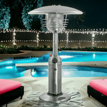11000 BTU Silver Steel Propane Cylindrical Pole Tabletop Patio Heater - $165.00