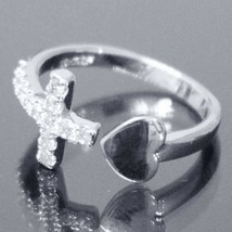 Gorgeous Diamond Open Adjustable Cross Ring 925 Sterling Silver Women&#39;s Day Gift - £29.45 GBP