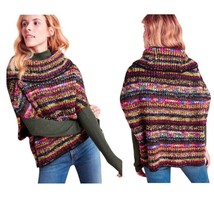 $198 Anthropologie Piera Knit Turtleneck Poncho X Small / Small Multicol... - £82.94 GBP