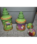 Kitchen Canisters Salt Pepper Shaker Set 4 Pc Ceramic Pottery by Gates G... - £7.09 GBP