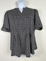 NWT Cocomo Womens Plus Size 1X Blk/Wht Chain Studded V-neck Top Elbow Sleeve - $29.69