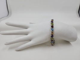 Multi Gemstone S-Bar Tennis Bracelet, Sterling Silver - $108.95