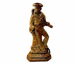 Vintage Brass Sailor Figural Nautical Doorstop, &quot;Britain&#39;s Pride&quot;, Seaman w/Rope - £99.56 GBP