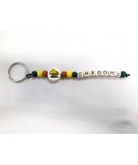 Ceramic Mushroom Disc Bead and Shrooms Text Letters Hippie Beaded Key Ring - €6,48 EUR