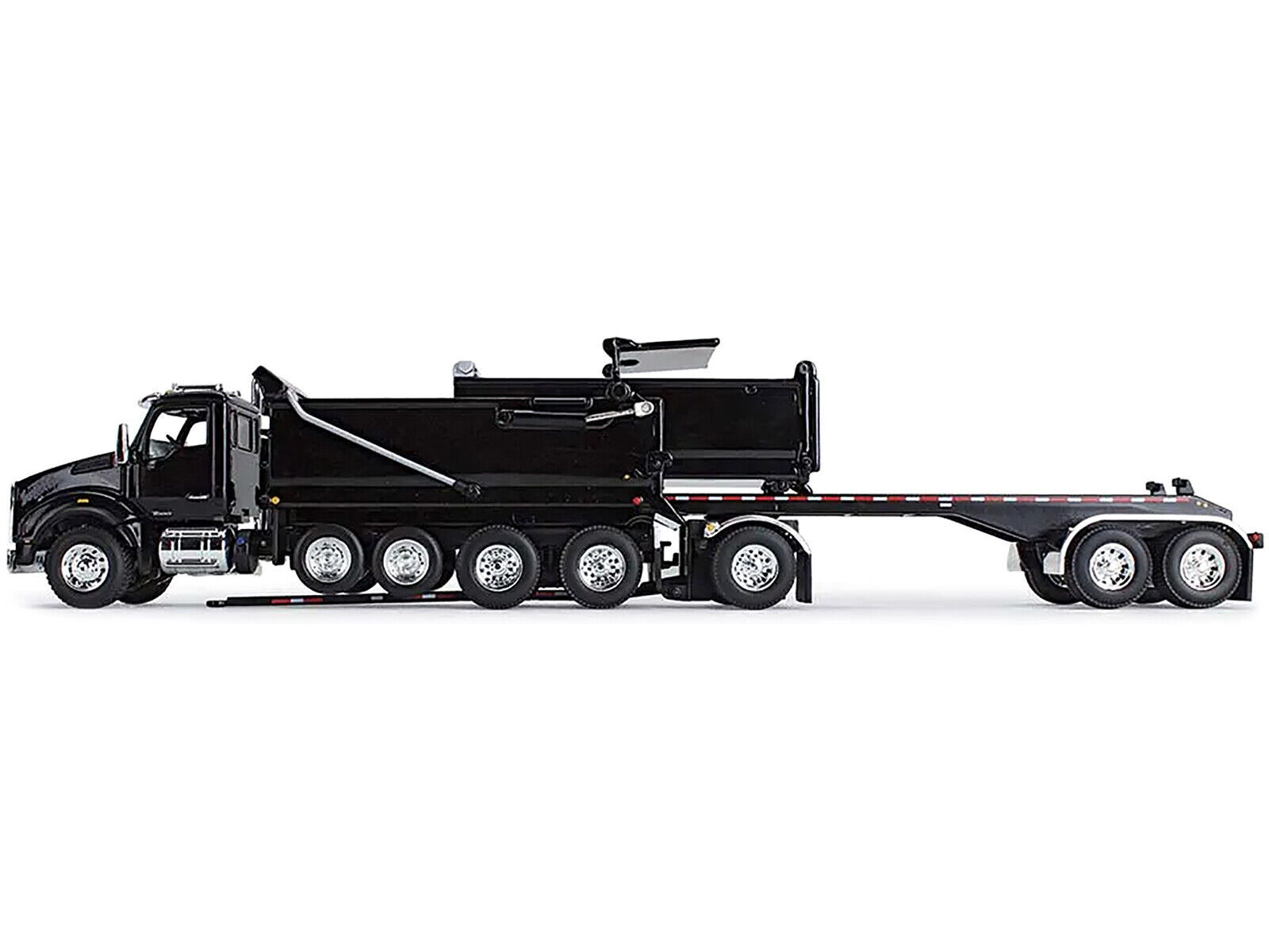 Kenworth T880 Quad-Axle Dump Truck Rogue Transfer Tandem-Axle Dump Trailer Black - $172.36