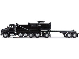 Kenworth T880 Quad-Axle Dump Truck Rogue Transfer Tandem-Axle Dump Trailer Black - £134.98 GBP