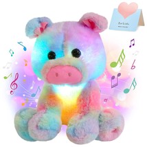 12 Musical Light Up Rainbow Stuffed Pig Led Singing Farm Animals Sof - £38.31 GBP