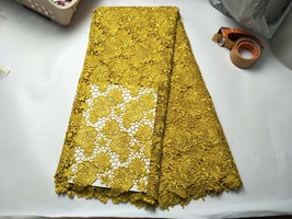 Gold Guipure Lace Fabric African Cord Lace Fabrics Mesh Wedding Dress 5 Yards - £88.60 GBP