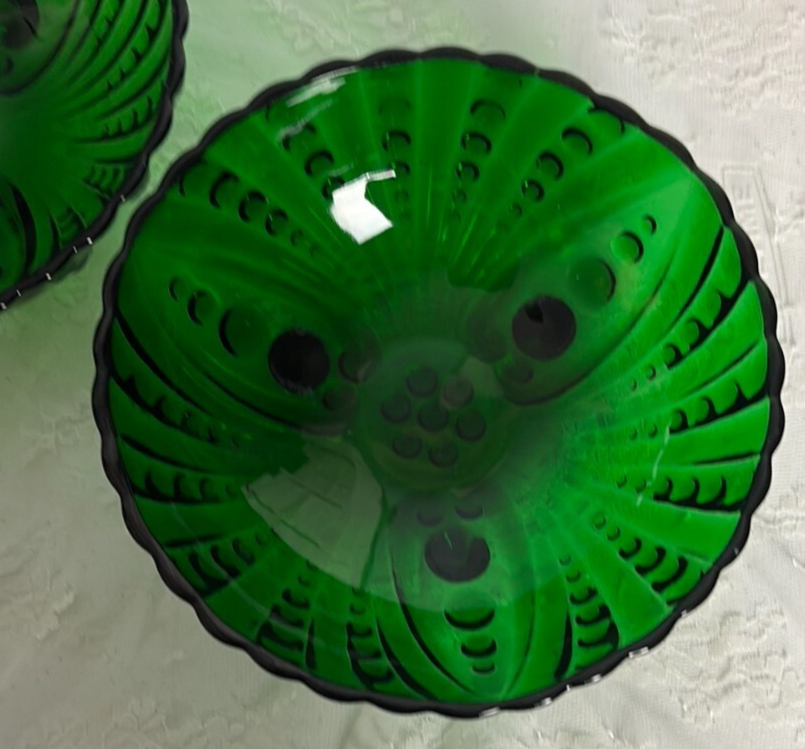 Pair of Vintage Green Glass Serveware Bowls Midcentury Modern Item image 2
