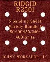 RIDGID R2501 - 80/100/150/240/400 Grits - 5 Sandpaper Variety Bundle I - $4.99