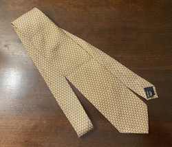 Brooks Brothers Silk Tie Bee Yellow Blue Repeat Pattern - £11.00 GBP