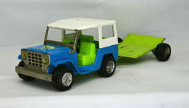 Vintage 1970s Buddy L Cool Cat Jeep And Trailer Pressed Steel Toy - $39.95