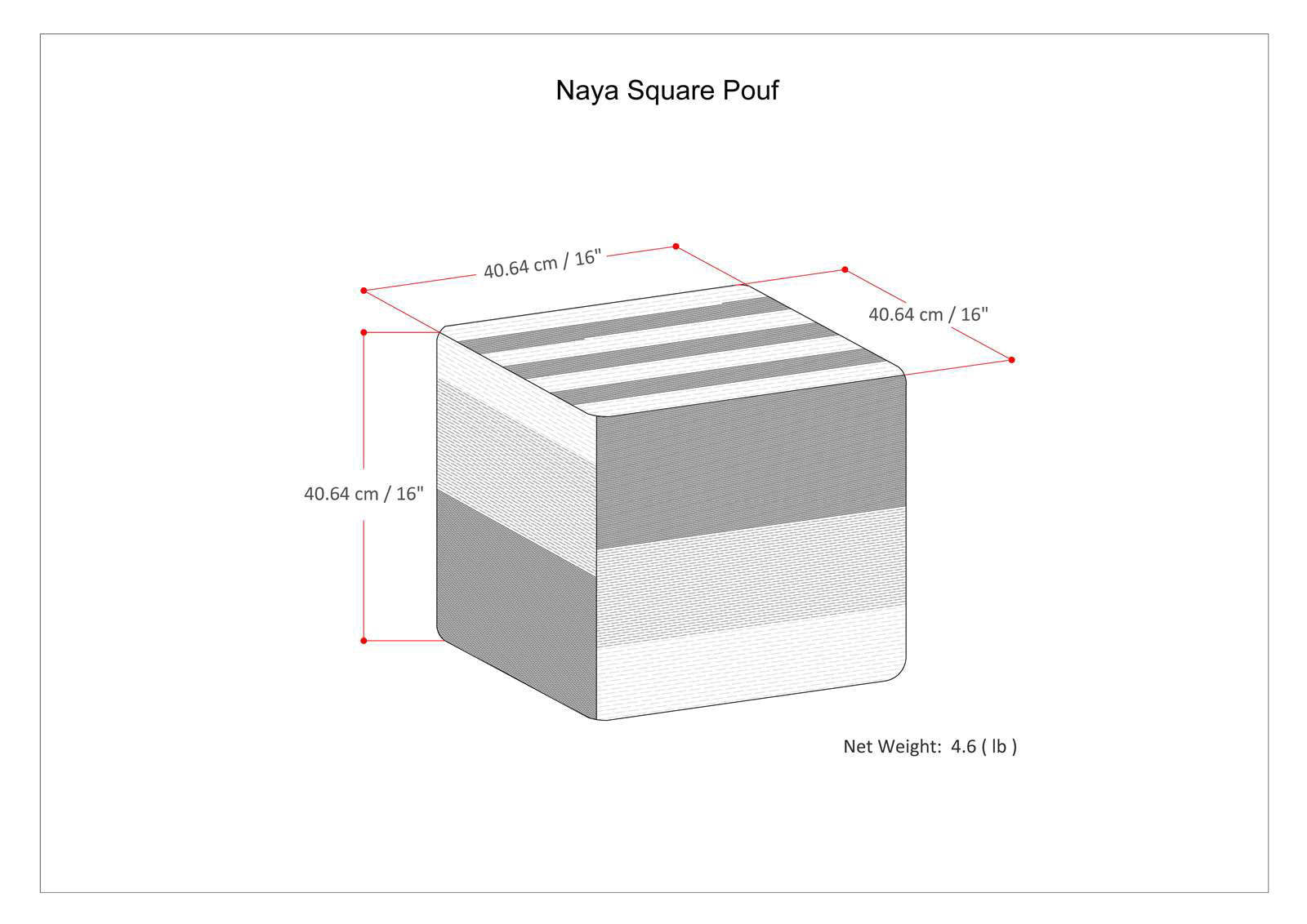 Naya Cube Pouf - Patterned Grey Melange Ottoman Seat Item image 5