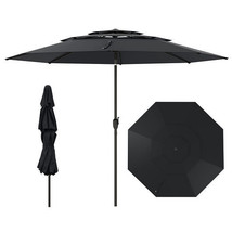 10 ft 3-tier Vented Patio Umbrella with Push Button Tilt-Black - Color: ... - $2,543.11 MXN