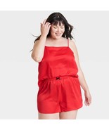 Auden Women&#39;s Plus Satin Cami Top &amp; Shorts Pajama Set 1XL Red NEW - $21.99