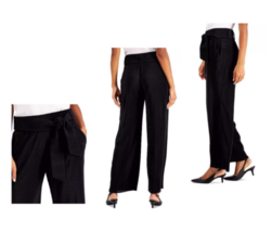 Alfani Tie-Front Wide-Leg Pants, Black, Size Medium - £31.93 GBP