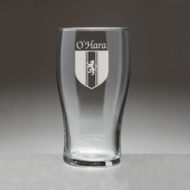 O&#39;Hara Irish Coat of Arms Tavern Glasses - Set of 4 (Sand Etched) - £53.68 GBP