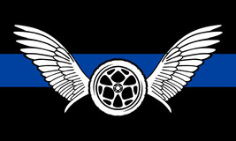 Thin Blue Line Motorcycle Wings 3&quot; x 5&quot; Exterior REFLECTIVE window Decal - £3.88 GBP