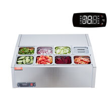 VEVOR Refrigerated Condiment Prep Station, 140W Stainless Steel Cover, 8... - $530.99