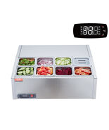 VEVOR Refrigerated Condiment Prep Station, 140W Stainless Steel Cover, 8... - $530.99