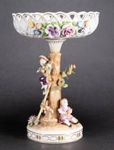 Von Schierholz German Figural Porcelain Compote Centerpiece Hand Painted 13&quot; - £214.23 GBP